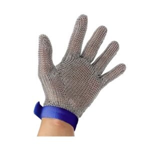 SS Metal Chain Gloves Large Blue